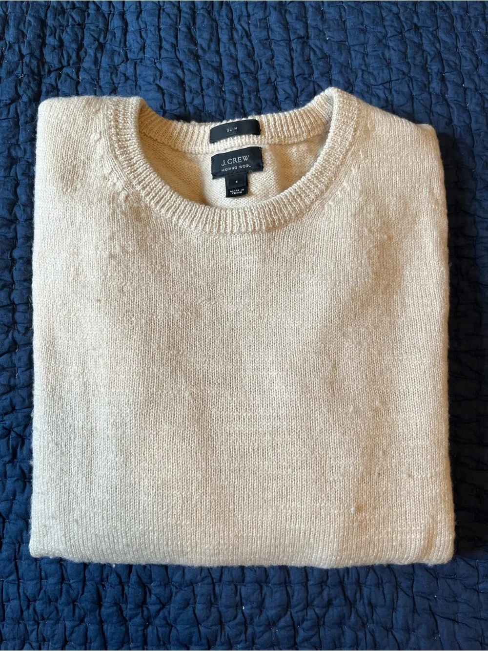 J. Crew Men’s Cream Crewneck Wool Blend Sweater